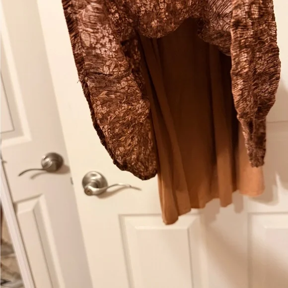 French Grey Rich Brown Textured Dress - Picture 4 of 7